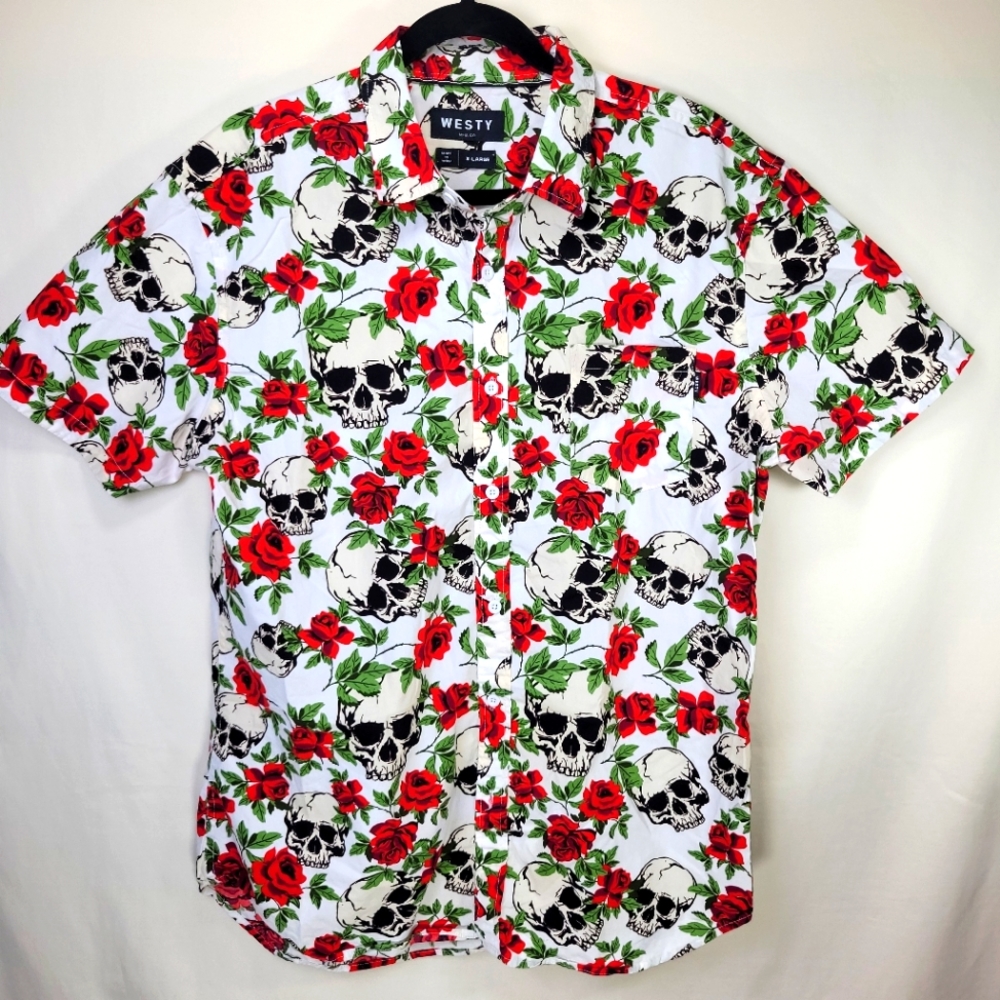 Westy Skull & Rose Men's Shirt